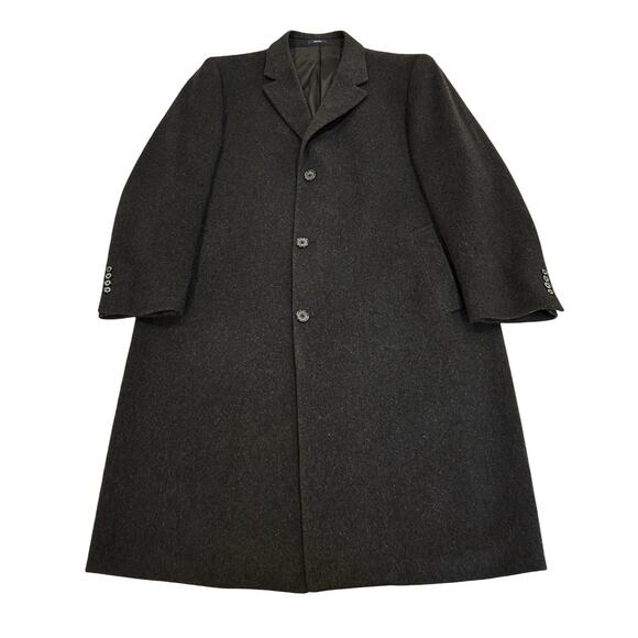 Turnbury Loro Piana Wool Overcoat Mens Size 44R Charcoal Black Tweed
